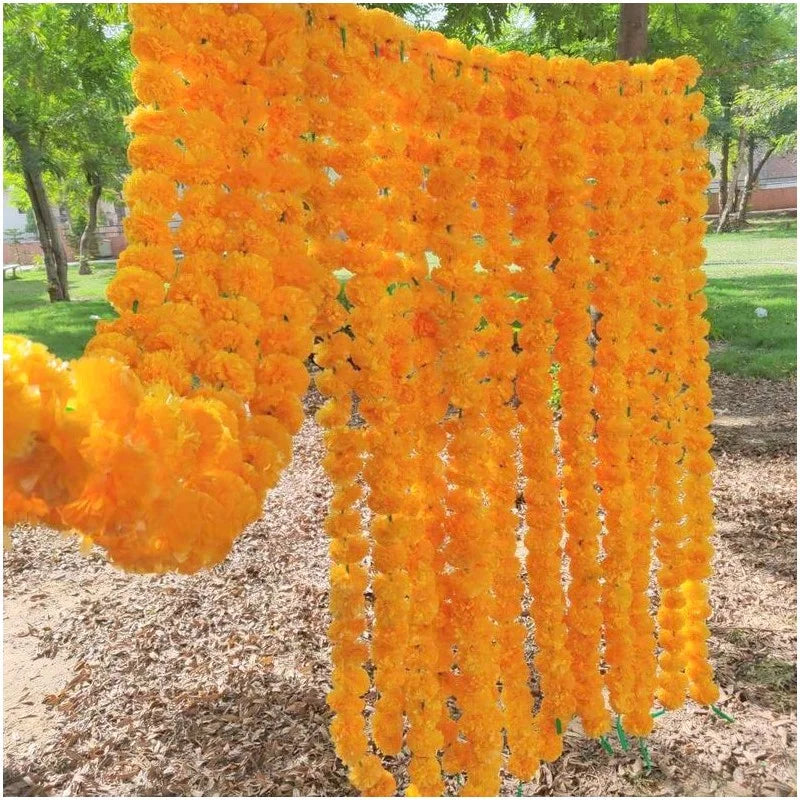 50 Fresh like Artificial Flower Mango Marigold String for events and Party Backdrop Decoration