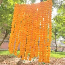 50 Fresh like Artificial Flower Mango Marigold String for events and Party Backdrop Decoration