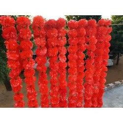 Orange Artificial Flower Marigold Garland - 20 Strings