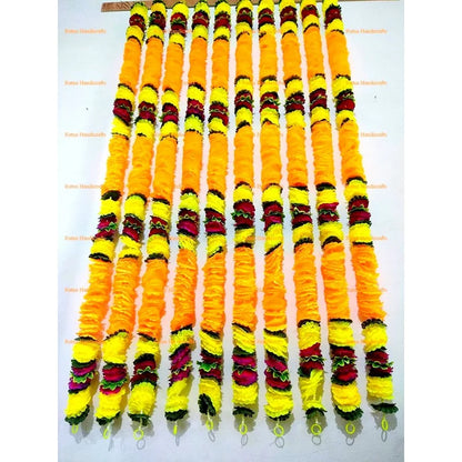 Yellow & Orange Artificial Marigold Flower Garland(10 Strings)