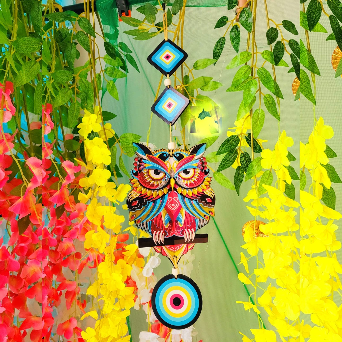 Blue Evil Eye Owl in 3D for Vastu