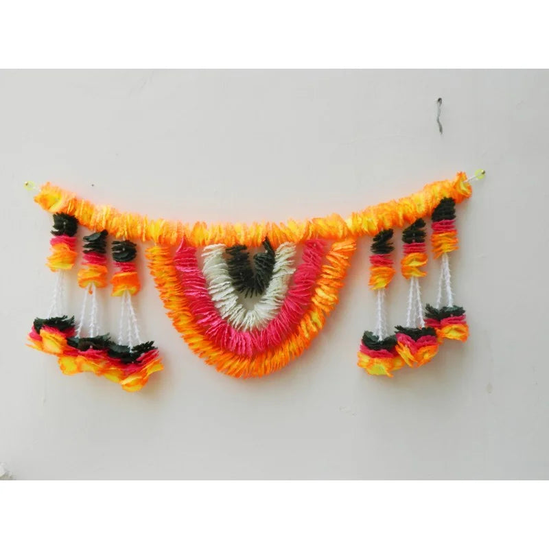 4 Feet Wide Artificial Flower Door Valance (Toran) for Indian Festivals Home Decorations