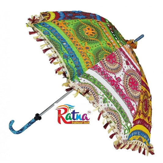 Embroidered Jaipuri Umbrella in fabric mirror