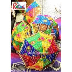 Embroidered Jaipuri Umbrella in fabric mirror