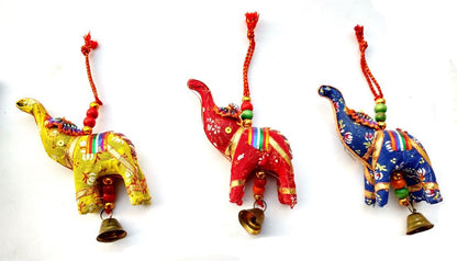 Pack of 6 Indian Handmade Elephant Bell Rajasthani Hanging  - TERQUISE