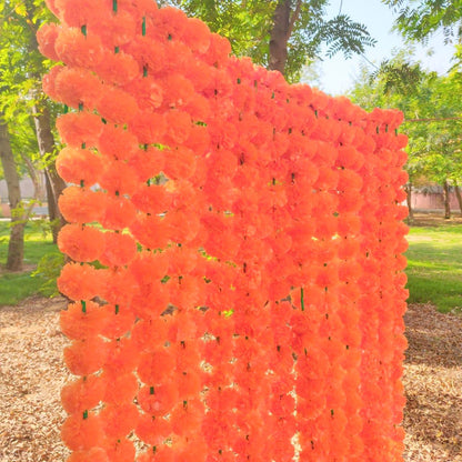 Orange Artificial Flower Marigold Garland - 20 Strings