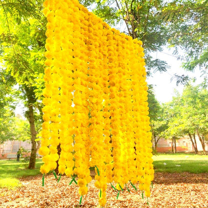 Yellow Artificial Flower Marigold Garland - 20 Strings