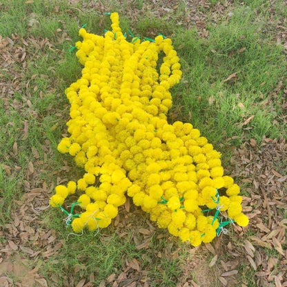 Yellow Artificial Flower Marigold Garland - 100 Strings