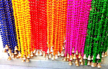 Pom Pom Colorful Garlands Wedding Decor Home Decor Diwali Decoration Indian garlands with bells