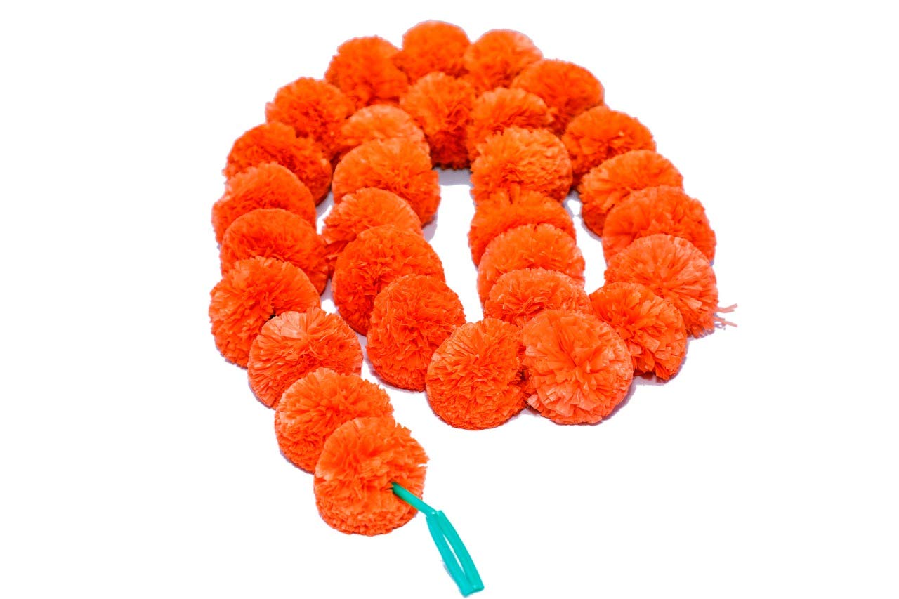 Orange Artificial Flower Marigold Garland - 1000 Strings