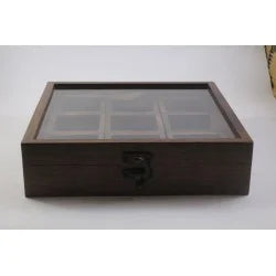 WOODEN SPICE BOX - SPICE ORGANIZER - SHEESHAM BOX FOR SPICES - SPICE BOX WITH COMPARTMENT - INDIAN MASALA BOX